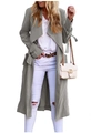 Women's mid-length grey windbreaker with notched lapels and stylish bow-tie cuffs - S / Gray