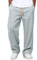 Pantaloni casual da uomo in blu chiaro con trama di lino e coulisse beige in vita - M / Azzurro