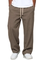 Pantaloni casual marroni da uomo con gamba dritta, coulisse elastica e trama lino - M / Caffè chiaro
