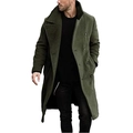 Klassieke legergroene wollen jas voor heren met dubbele rij knopen en brede revers - S / Groen