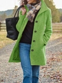 Detail of green wool blend coat featuring large lapels and stylish dark buttons - 3XL / Grass Green