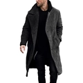 Classic dark grey double breasted wool blend overcoat for men with notched lapels - S / Dark Gray