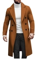 Detail of classic double-breasted camel wool coat featuring broad lapels and side pockets - M / Earthy Yellow