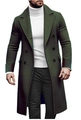 Detail of dark olive wool coat featuring classic double-breasted buttons and wide lapels - M / Army Green