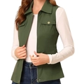 Women's army green utility vest with metal zipper and chest pockets in a casual outdoor style - S / Army Green