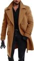 Classic camel wool overcoat featuring a double-breasted design and wide notched lapels - M / Camel