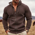 Détail d'un sweat à capuche marron pour homme avec fermeture éclair et texture gaufrée - Café 7849# / S
