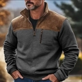 Dettaglio felpa outdoor da uomo con mezza zip e tasca verticale con cerniera sul petto - S / Stile Outdoor Patchwork (7135#) / Grigio