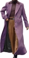 Detail of premium purple wool coat showing textured peak lapel and elegant layering - M / Dark Violet