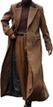 Detail of premium dark brown long wool coat for men with elegant double-breasted buttons - M / Dark Brown