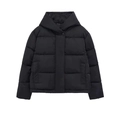 Chaqueta acolchada negra con capucha para mujer en tejido cortavientos mate de invierno - XS / Negro
