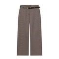 Vintage-Weitmash-Hose mit Hahnentritt-Muster in Braungrau mit hohem Bund und Gürtel - XS / Braun Grau Kariert
