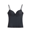 Elegante canotta in raso nero con imbottiture integrate e spalline sottili regolabili - XS / Nero