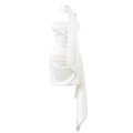 Elegant white satin strapless mini dress with side ruching and long neck sash detail - S / White