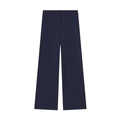 Detail of high-waisted navy blue straight trousers with sleek concealed closure - XS / Bottoms / Navy Blue