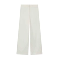 Detail of ivory high-waisted wide-leg trousers with elegant drape and clean cut - XS / Bottoms / White