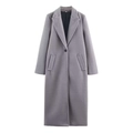 Eleganter langer grauer Wollmantel mit Reverskragen und Einzelknopfverschluss Damen - XS / Grau