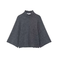 Jersey minimalista de punto gris oscuro con cuello alto y mangas de campana anchas - S / gris oscuro