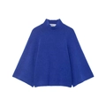 Jersey de punto azul oscuro con cuello alto y mangas de campana de corte holgado - S / Azul