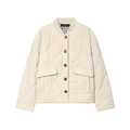 Women's cream quilted jacket with wave stitching, leopard lining and button closure - XS / Beige Apricot