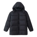 Chaqueta acolchada negra con capucha para mujer, corte largo de estilo de gran tamaño - S / Negro