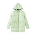 Close-up of mint green padded parka featuring a windproof hood and large flap pockets - S / Pale Green