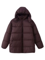Chaqueta acolchada oversize para mujer en color burdeos oscuro con capucha - S / Rojo Oscuro