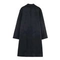 Vista posteriore piatta di un cappotto lungo nero minimalista in lana con taglio dritto - XS / Nero
