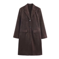Cappotto classico di media lunghezza in finta pelle scamosciata marrone scuro con revers - XS / caffè