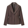 Women's tailored brown blazer with slim-fit waist and classic single-button design - S / Coffee
