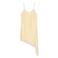 Elegant pale yellow slip dress with delicate lace trim and asymmetric hemline - XS / Yellow