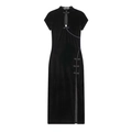 Schwarzes Samt-Cheongsam-Kleid im Retro-Stil mit Stehkragen und Seitenschlitz flach liegend - XS / Schwarz