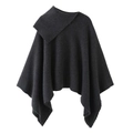 Mantella in maglia grigio antracite con collo asimmetrico e trama a coste fitte - S / grigio scuro