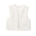 Chic white faux fur vest for women featuring a sleeveless open front and fluffy texture - White