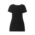 Klassisches schwarzes Kurzarmkleid mit Puffärmeln und schmaler Passform auf weißem Hintergrund - S / Schwarz