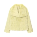 Veste chic en fausse fourrure vert citron avec col à revers large et texture douce - Jaune