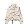 Vintage damesfleecejack met polkadots, opstaande kraag en verstelbaar trekkoord aan de zoom - XS / Crèmewit Stip
