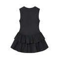 Retro black sleeveless ruffle hem dress for girls with elegant layered tiered skirt - XS / Black