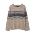 Pull en maille jacquard pour femme en sable avec motifs Fair Isle et texture brossée douce - S / Comme indiqué