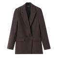 Klassieke donkerbruine dames blazer met oversized pasvorm en dubbele rij knopen design - S / Donkerbruin