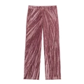 Vintage fluwelen lange broek voor dames in magenta met geplooide glanzende textuur - XS / Mauve Broek