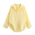 Relaxed fit long-sleeve striped shirt in yellow with a single chest pocket and button front - XS / Yellow Stripes