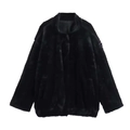 Schicker schwarzer Oversize-Kunstpelzmantel mit Stehkragen für winterliche Eleganz - XS / Schwarz