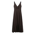 Elegante vestido largo de satén sin mangas con escote en V profundo marrón café y silueta en A - XS / Marrón Oscuro
