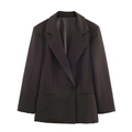 Blazer oversize donna marrone scuro con bottone singolo, revers classici e taglio rilassato - XS / Blazer