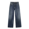Vaqueros vintage de talle alto y pierna recta en azul oscuro con efecto lavado - XS / Aguamarina