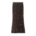 Elegant dark brown sequined high waist mermaid skirt for formal evening parties - XS / Dark Brown