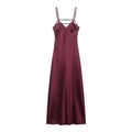 Robe midi en satin bordeaux élégante avec fines bretelles et détails au décolleté - Bordeaux