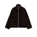 Fashionable black faux fur fleece jacket with high collar and silver zipper closure - XS / Dark Coffee