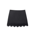 Minigonna nera chic con bordo in pizzo a ciglia e finitura in raso di seta estiva - XS / Nero